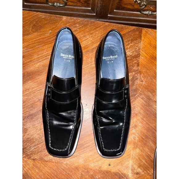Bacco Bucci  Black Patent Leather  Top Strap Detail Made n Italy  Loafers  10.5W main image 7